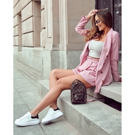 Scarpe sportive con plateau da donna, bianche e nere bianca 4