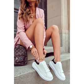 Scarpe sportive con plateau da donna, bianche e nere bianco 1