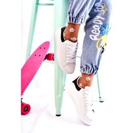 Scarpe sportive con plateau da donna, bianche e nere bianco 2