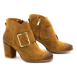 Exquisite Stivali da donna in camoscio con fibbia a tacco alto 1262EX cammello marrone 2
