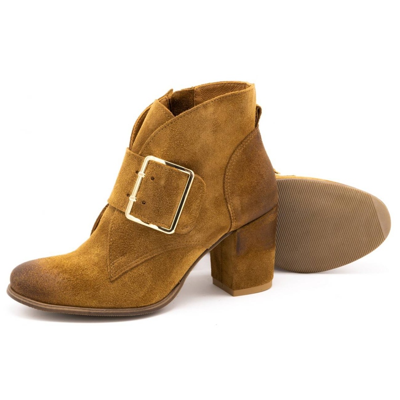 Exquisite Stivali da donna in camoscio con fibbia a tacco alto 1262EX cammello marrone 3