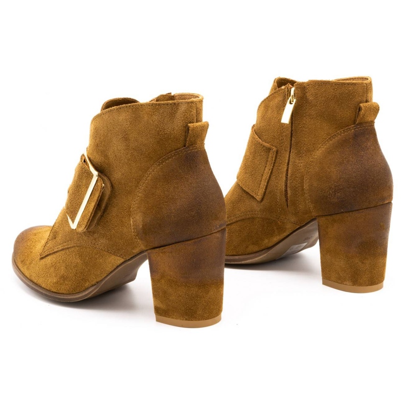 Exquisite Stivali da donna in camoscio con fibbia a tacco alto 1262EX cammello marrone 4