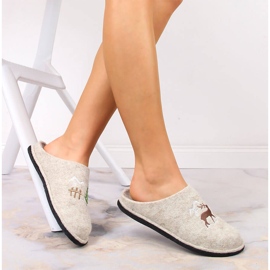 Ciabatte da casa da donna in feltro di lana beige Big Star KK276016 1