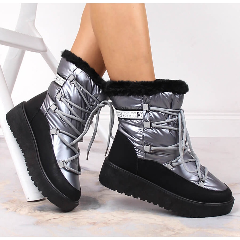 Stivale invernale da donna con lacci argento caldo Filippo 1