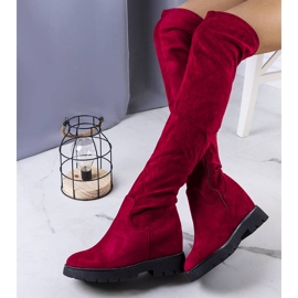 BM Stivali con zeppa in camoscio marrone chiaro Naomi rosso 1