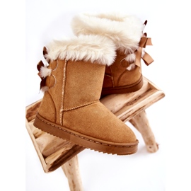 Stivali isolati per bambini con fiocchi, stivali da neve beige 3