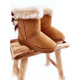 Stivali isolati per bambini con fiocchi, stivali da neve beige 4