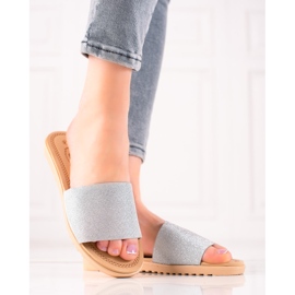 TRENDI Ciabatte glitterate argento 1