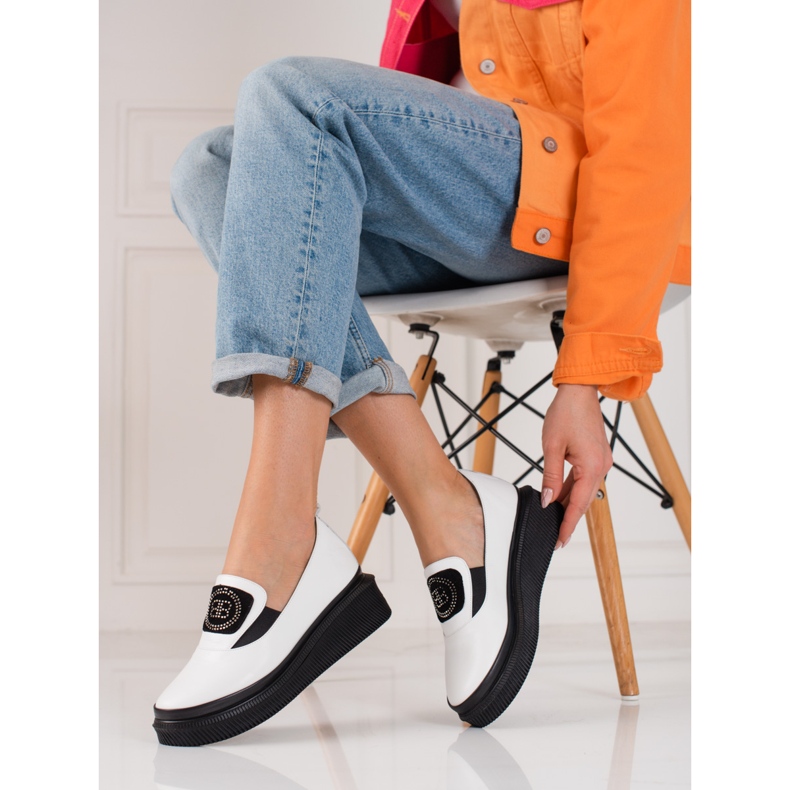 Scarpe Shelovet da donna in pelle bianca 1