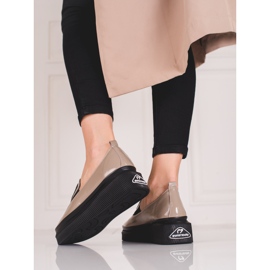 Scarpe Shelovet da donna in pelle beige 2