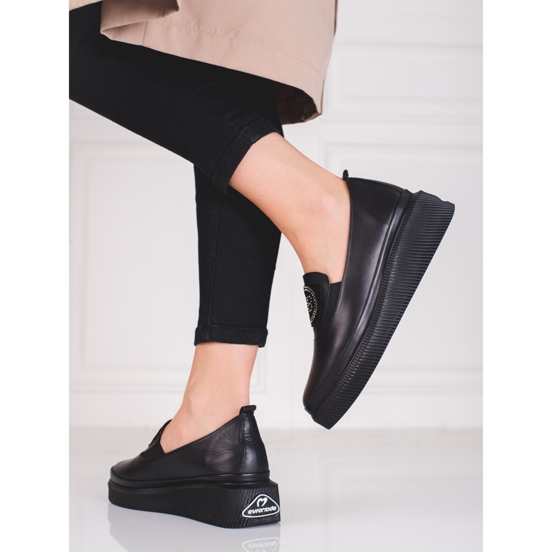 Scarpe Shelovet da donna in pelle nero 2