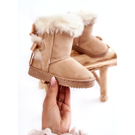 Stivali da neve isolati da ragazze con maneggi leggeri beige 4