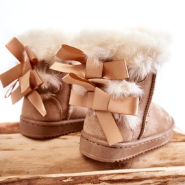 Stivali da neve isolati da ragazze con maneggi leggeri beige 3
