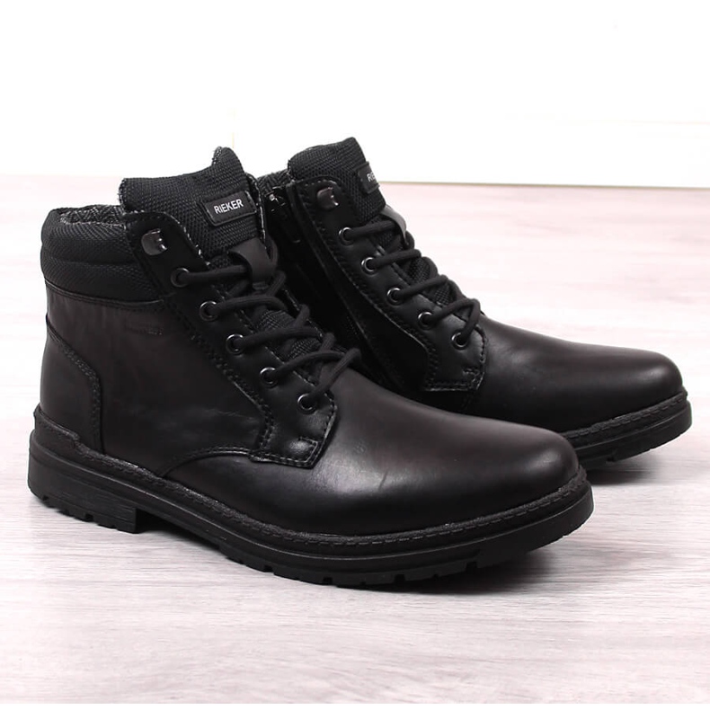Scarpe in pelle da uomo alte nere Rieker F2641-00 nero 1