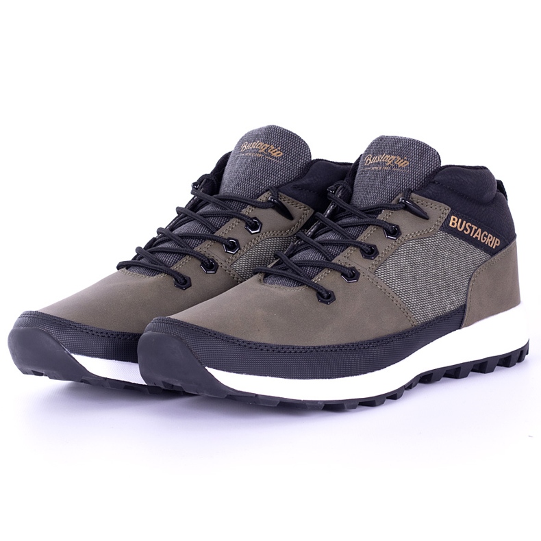Sneakers in pelle da uomo kaki Trax Bustagrip cachi verde 1