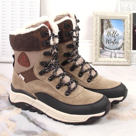 Doposci da donna in pelle impermeabile Rieker Revolution W0066-64 beige 2