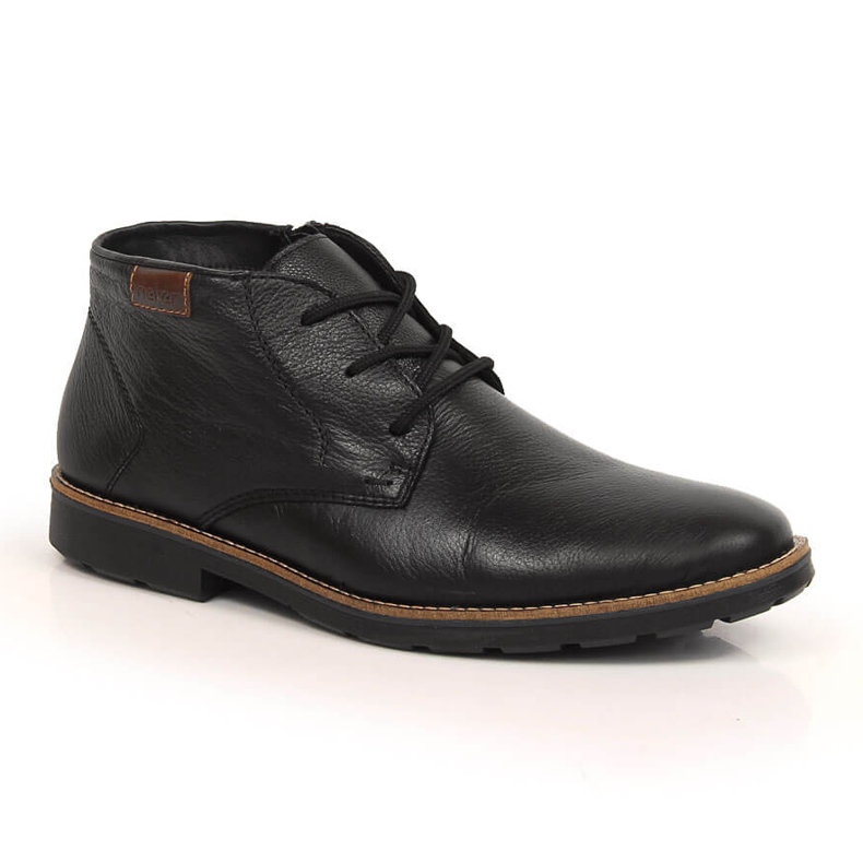 Scarpe da uomo in pelle isolate con lana di pecora, nere Rieker 15311-00 nero 1