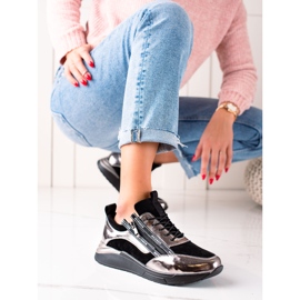 W. Potocki Sneakers nere e argento realizzate in pelle Potocki nero d'oro 1