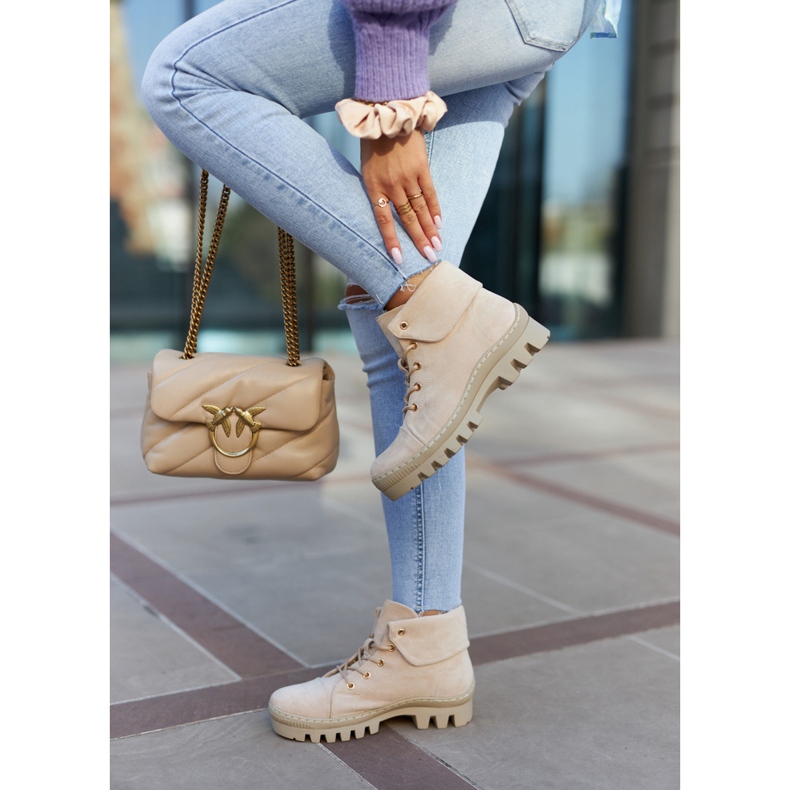 S.Barski Stivaletti Trapper In Pelle Scamosciata, Beige Chiaro 2
