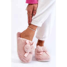 BM Ciabatte Da Donna In Pelliccia Con Pompon Rosa Castello 1