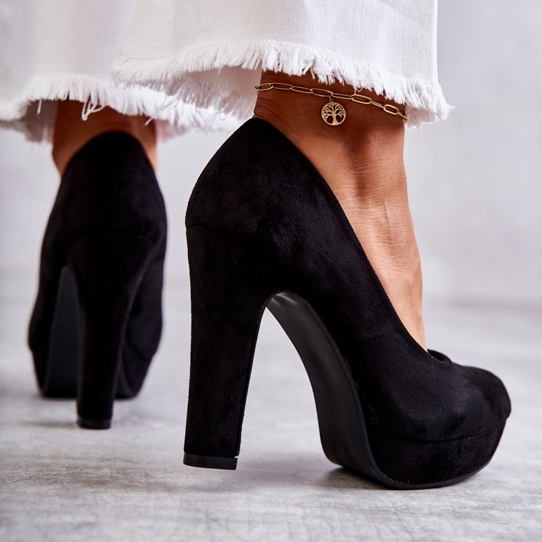 WS1 Décolleté Classiche In Pelle Scamosciata Sui Tacchi Soro Nero 3