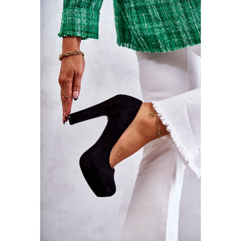 WS1 Décolleté Classiche In Pelle Scamosciata Sui Tacchi Soro Nero 2