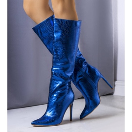 BM Stivali blu metallizzato con tacco a spillo Dinami 1