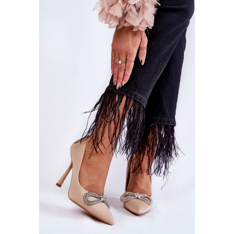 PS1 Eleganti Tacchi A Spillo Alyssa Beige Con Un Fiocco 1