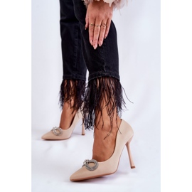 PS1 Eleganti Tacchi A Spillo Alyssa Beige Con Un Fiocco 2