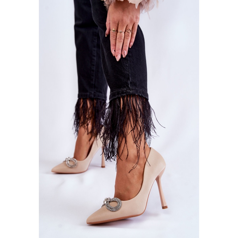 PS1 Eleganti Tacchi A Spillo Alyssa Beige Con Un Fiocco 2