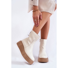 PL5 Stivali in pelle da donna sulla piattaforma Jenefer beige chiaro 1