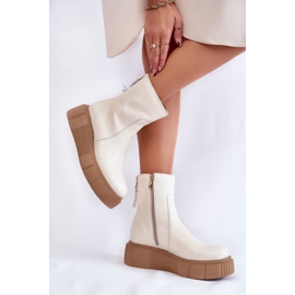 PL5 Stivali in pelle da donna sulla piattaforma Jenefer beige chiaro 2