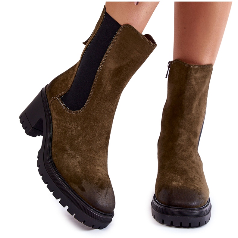 Vinceza Stivaletti da donna in camoscio Khaki Liris cachi verde 1
