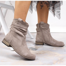 Camoscio da donna, stivali da cowboy caldi, Jezzi beige 1