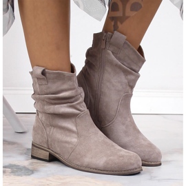 Camoscio da donna, stivali da cowboy caldi, Jezzi beige 2