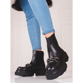 Stivaletti Chelsea da donna in pelle sulla piattaforma Shelovet nero 2