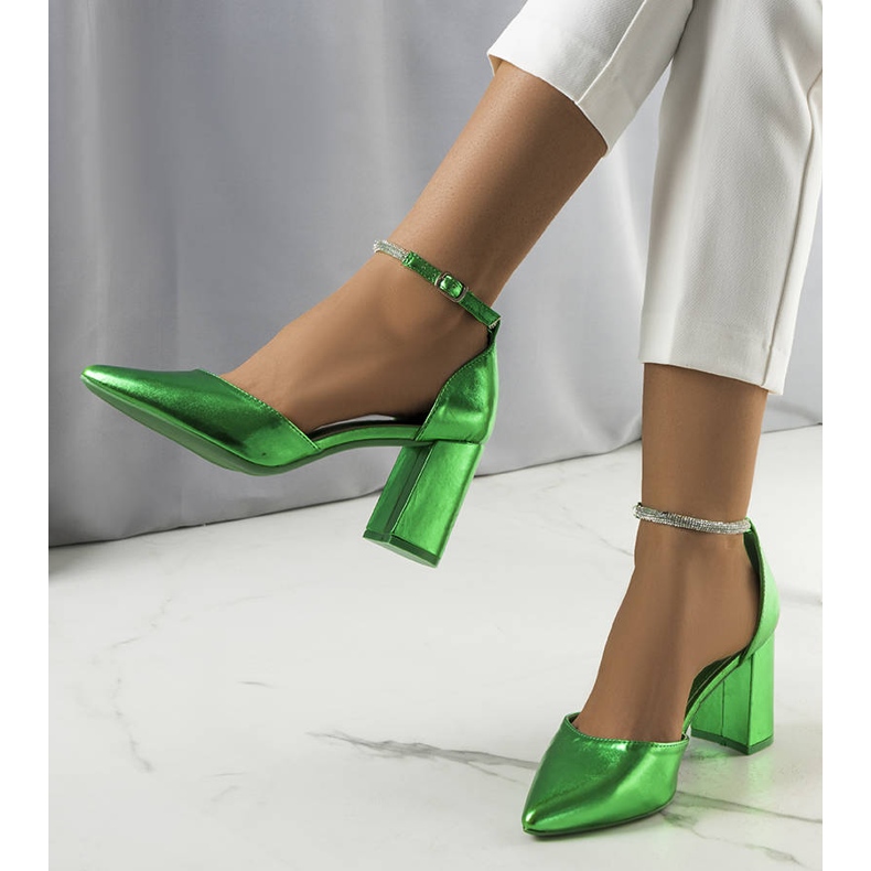 Décolleté verdi con zirconi Leighton verde 1