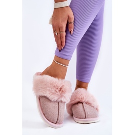 Ciabatte Calde Da Donna Con Pelliccia Beige-Rosa Franco marrone 2