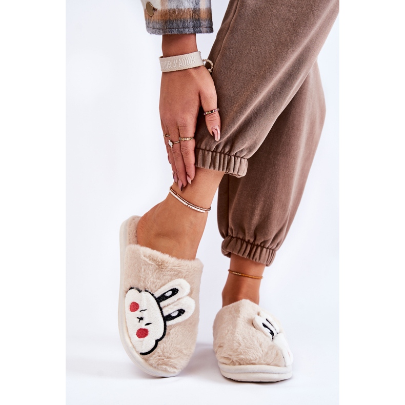 BM Ciabatte Da Donna In Pelliccia Con Trisha Beige Coniglio 1