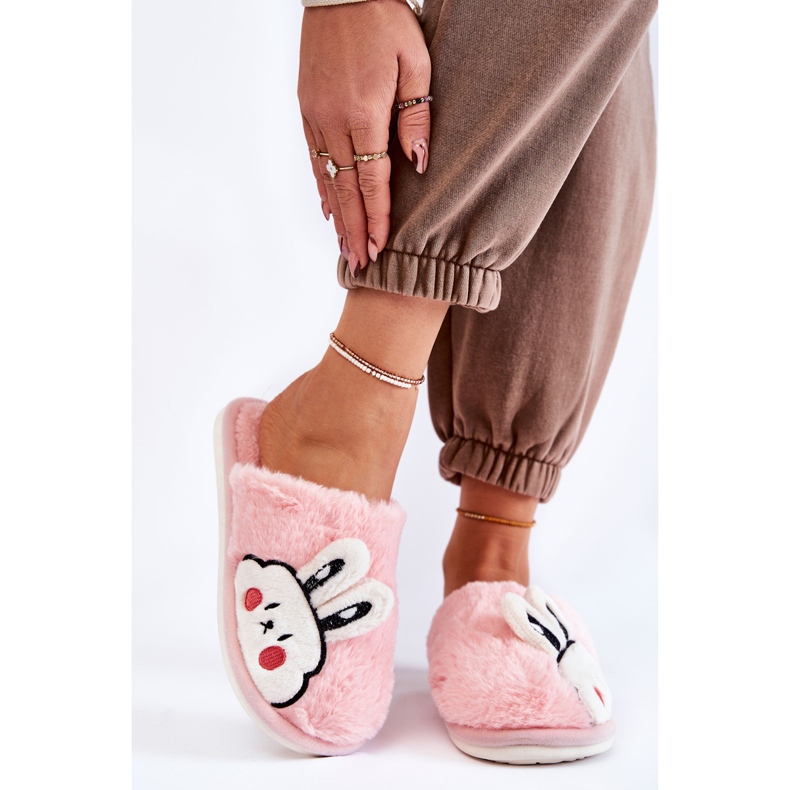 BM Ciabatte Da Donna In Pelliccia Con Coniglio Rosa chiaro Trisha 1