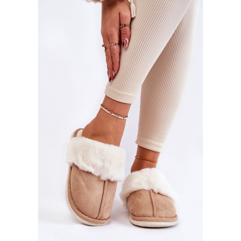 BM Pantofole Lisce Da Donna Con Pelliccia Beige Morisea marrone 1