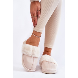 BM Ciabatte Liscio Da Donna Con Pelliccia Beige Chiaro Morisea 2
