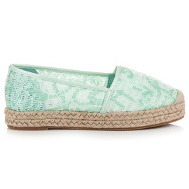 Vices Espadrillas in pizzo con paillettes verde 2