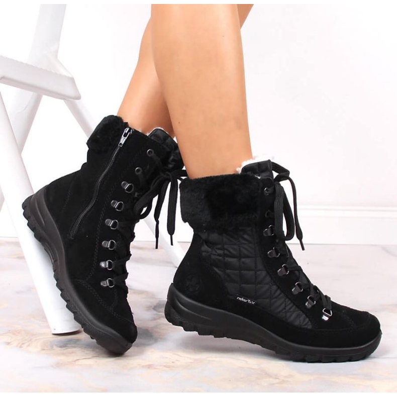Doposci impermeabili in pelle Rieker W RKR561 nero 2