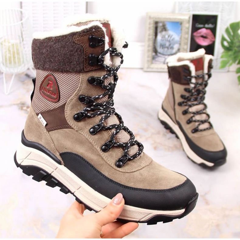 Doposci Rieker Revolution W RKR565 in pelle impermeabile beige 1
