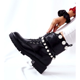 PG1 Stivali Da Donna Con Perle Black Mystique nero 4