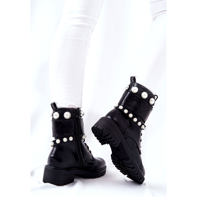 PG1 Stivali Da Donna Con Perle Black Mystique nero 2