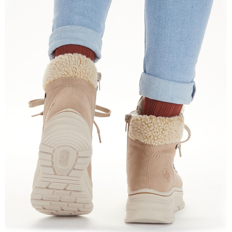 Stivali da neve da donna impermeabili Rieker beige caldi 48034-20 2