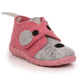 Ciabatte in feltro animali domestici con velcro Befado Jr BEF41 rosa 2