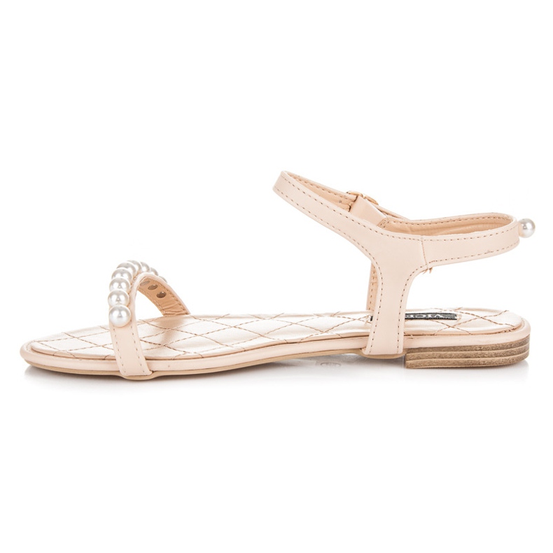 Vices Sandali piatti con perline marrone 1